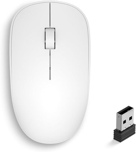 ماوس لاسلكي، ماوس كمبيوتر 2.4 جيجا هرتز مع جهاز استقبال USB، ماوس USB لاسلكي محمول يعمل بالبطارية، ماوس لاسلكي للكمبيوتر المحمول، الكمبيوتر الشخصي، سطح المكتب، Mac، Mauser Inalámbrico لجهاز chromebook - أبيض in Kuwait