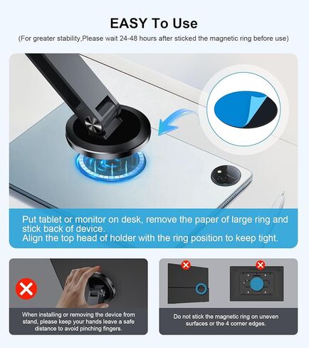 حامل حامل مغناطيسي قابل للتعديل لجهاز لوحي صغير محمول مقاس 10-18.5 بوصة، ذراع دوار من سبائك الألومنيوم قابل للطي لجهاز iPad Air Mini Pro 12.9 13، Samsung Galaxy Tabs in Kuwait