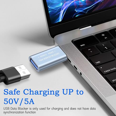 XMSJSIY USB Data Blocker USB Type-A 3.0 Data Defender فقط للشحن السريع والحماية ضد العصير، محول آمن يرفض القرصنة للهواتف الذكية والأجهزة اللوحية وأجهزة الكمبيوتر المحمولة - قطعتان in Saudi Arabia