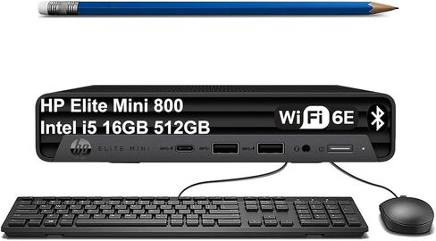كمبيوتر مكتبي HP Elite Mini 800 G9 للأعمال (Intel Core i5-12500T (> i7-11800H)، ذاكرة الوصول العشوائي DDR5 سعة 32 جيجابايت، SSD 1 تيرابايت، رسومات UHD 770)، MFF، 2X منافذ DP، HDMI، بحد أقصى إلى 3 شاشات، USB-C، RJ-45، Wi-Fi 6E، Win 11 Pro in Kuwait