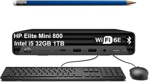 HP EliteDesk 8 Mini G1a Business Desktop AI PC, AMD Ryzen 5 220 (> Intel i7-1255U), Radeon 740M Graphics, MFF, DP, Wi-Fi, IST Computer Customized 16GB/32GB/64GB DDR5 RAM, 512GB/1TB/2TB SSD, Win 11 Pro in Saudi Arabia