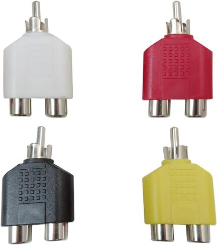 2025 4X محول الصوت/محول RCA Y الفاصل AV الصوت والفيديو محول القابس 1-ذكر إلى 2-أنثى مهائي كابلات in Saudi Arabia