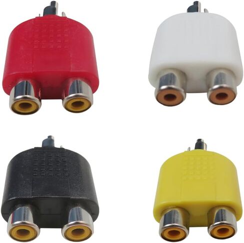2025 4X محول الصوت/محول RCA Y الفاصل AV الصوت والفيديو محول القابس 1-ذكر إلى 2-أنثى مهائي كابلات in Saudi Arabia