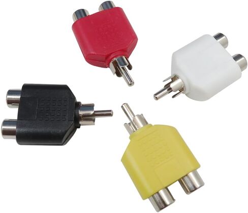 2025 4X محول الصوت/محول RCA Y الفاصل AV الصوت والفيديو محول القابس 1-ذكر إلى 2-أنثى مهائي كابلات in Saudi Arabia