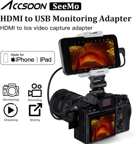 Accsoon SeeMo HDMI Video Transmitter Adapter for iOS Devices, 1080P 60FPS Video Capture Terminal, Real Time Live Streaming/Recording/Sharing, HDMI to USB-C Video Capture Adapter App Supported in Saudi Arabia