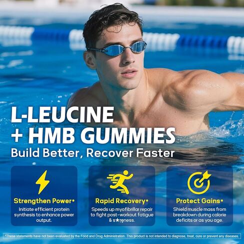 Hmb and L-Leucine Gummies Supplements + 4 Hydration Electrolytes, Sugar Free Essential Amino Acids Gummy for Men Women, Branched-Chain Amino (BCAA) & Taurine, L-Citrulline, D3 B6 B12 for Energy, 60Cts in Saudi Arabia