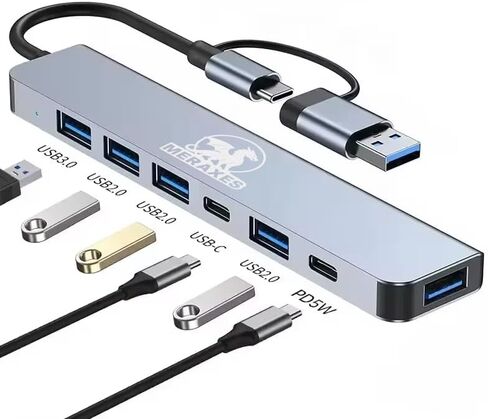 MERAXES 7 في 1 USB-C & USB Hub، محول متعدد المنافذ من الألومنيوم مع USB-C، USB 3.0 ومنافذ USB 2.0، قاعدة شحن USB متعددة لأجهزة MacBook Pro/Air، iPad، أجهزة الكمبيوتر المحمولة وأجهزة الكمبيوتر الشخصية in Saudi Arabia