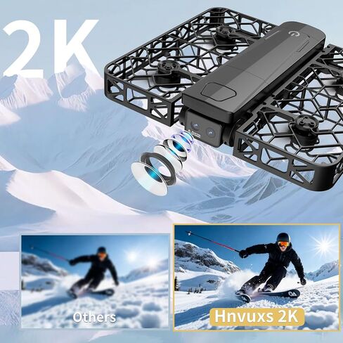 طائرة بدون طيار صغيرة قابلة للطي مع كاميرا 2K وشاشة 4.5 بوصة - طائرة بدون طيار جيب محمولة للبالغين والأطفال، تتضمن اتبعني، طائرات بدون طيار يتم التحكم فيها بالإيماءات، إقلاع المفتاح، واقيات المروحة وحبل قابل للفصل in Kuwait