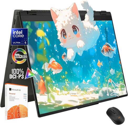 ASUS Vivobook Flip 14inch Touchscreen 2 in 1 Laptop - OLED WUXGA Display -16GB RAM -2TB SSD -Intel Core Ultra 5 Beat i7-1355U -Backlit Keyboard -Windows 11 Office 365 -Computadora Portátil Copilot in Saudi Arabia