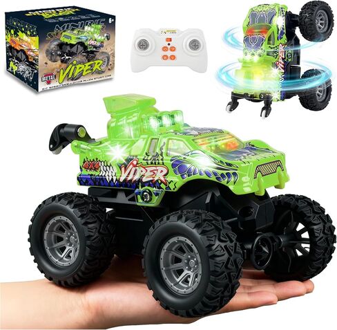 BEZGAR Mini Monster Truck Toys - 2.4GHz 1:64 Remote Control Car with Colorful Lights, 360° Spins, Metal Shell - Remote Control Monster Truck for Boys Girls Age 3, 4, 5, 6, 7, 8 Years Old(Yellow) in Saudi Arabia