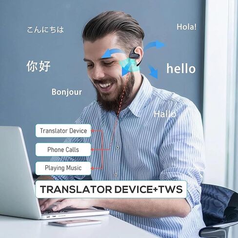 2026 New Translation Earbuds, 144 Languages Real-Time Two-Way AI Translator, Bluetooth Wireless Earphones for Travel, Business, Calls & Music, Open-Ear Comfort (Black) in Saudi Arabia