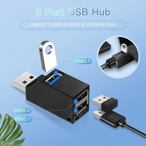 محور USB، USB 3.0 3 منافذ، مقسم USB للسيارة عالي السرعة، التوصيل والتشغيل لأجهزة MacBook، Mac Pro/Mini، iMac، Surface Pro، XPS، الكمبيوتر المحمول، محركات أقراص فلاش USB، محرك الأقراص الصلبة المحمول، مشعاع USB، الماسح الضوئي، الهاتف المحمول in Kuwait