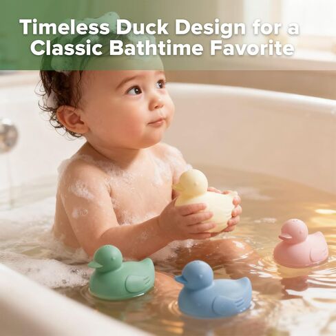 haakaa Dinky Splash Duck Silicone Baby Bath Toy, Detachable & Mold Free Food Grade Silicone Bath Ducks Toys, BPA-Free Squeeze Bathtub Toys,Floating Bath Tub Toys for Babies 6m+ in Saudi Arabia