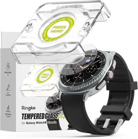 Ringke Tempered Glass Pro [سهل التركيب للغاية] متوافق مع واقي الشاشة الكلاسيكي Samsung Galaxy Watch 8 (46 مم)، جراب صديق للكسر وصلابة 9H - عبوتان in Saudi Arabia