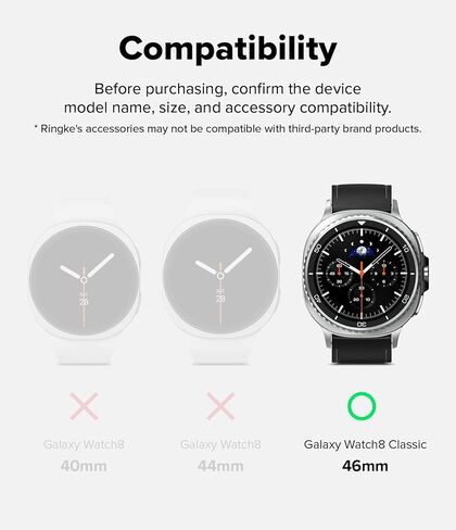 Ringke Tempered Glass Pro [سهل التركيب للغاية] متوافق مع واقي الشاشة الكلاسيكي Samsung Galaxy Watch 8 (46 مم)، جراب صديق للكسر وصلابة 9H - عبوتان in Saudi Arabia