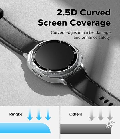 Ringke Tempered Glass Pro [سهل التركيب للغاية] متوافق مع واقي الشاشة الكلاسيكي Samsung Galaxy Watch 8 (46 مم)، جراب صديق للكسر وصلابة 9H - عبوتان in Saudi Arabia