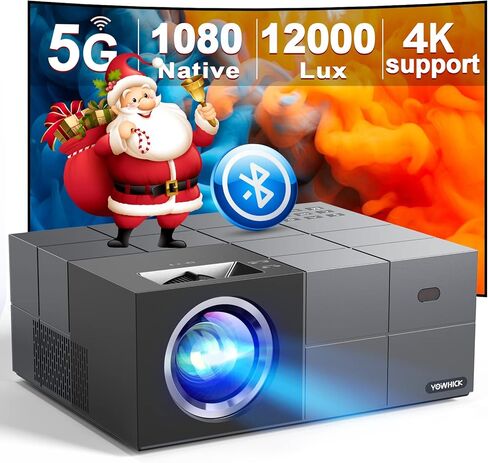Projector with WiFi and Bluetooth,12000LM Native 1080P Outdoor Projector, YOWHICK Portable Movie Smart Projector, Home Projector 4K Supported for Phone/TV Stick /HDMI/USB in Kuwait