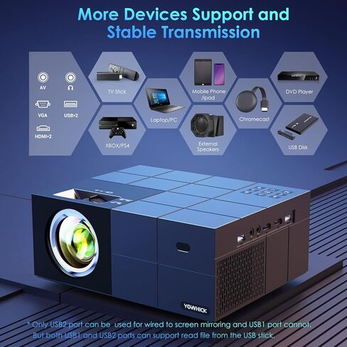 Projector with WiFi and Bluetooth,12000LM Native 1080P Outdoor Projector, YOWHICK Portable Movie Smart Projector, Home Projector 4K Supported for Phone/TV Stick /HDMI/USB in Kuwait