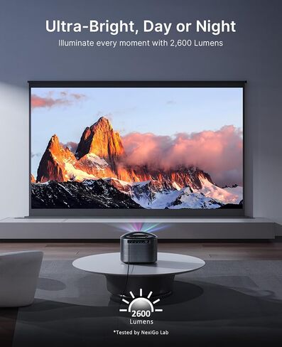 NexiGo TriVision Ultra, 4K Tri-LED-Laser Portable Projector, 2600 Lumens, No Laser Speckle, No Eye Strain, Dolby Vision, HDR10+, Backyard/Home Theater with 3D, 30W DTS Virtual:X (Renewed) in Saudi Arabia