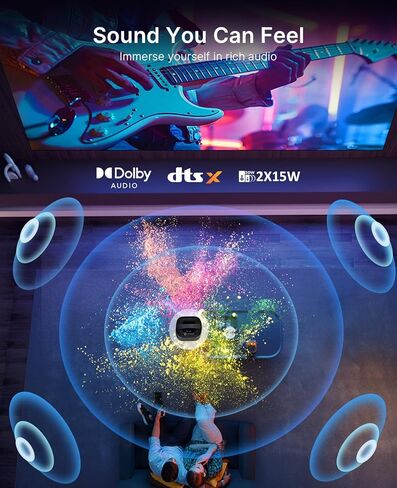 NexiGo TriVision Ultra, 4K Tri-LED-Laser Portable Projector, 2600 Lumens, No Laser Speckle, No Eye Strain, Dolby Vision, HDR10+, Backyard/Home Theater with 3D, 30W DTS Virtual:X (Renewed) in Saudi Arabia