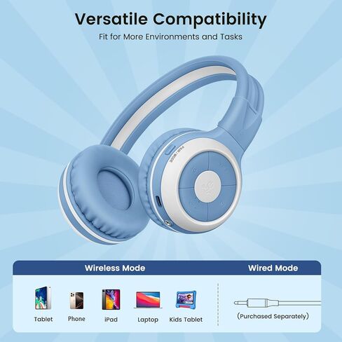 SIMOLIO Kids Bluetooth Headphones with Wireless Audio Sharing, Built-in Mic, Foldable, One Device Multiple Listeners, Quiet Listening for School & Travel, Movies & Music, Powered by Auracast in Saudi Arabia