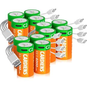 6000mWh Rechargeable C Batteries 4 Pack Lithium C Cell Battery with 4-in-1 USB-C Charging Cable and LED Charge Indicator in Saudi Arabia