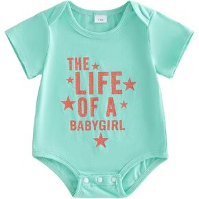Newborn Baby Girl The Life Of A Baby Girl Romper Bodysuit Clothes | Infant Baby Short Sleeve Bubble Romper Shirt, Summer Outfits in Saudi Arabia