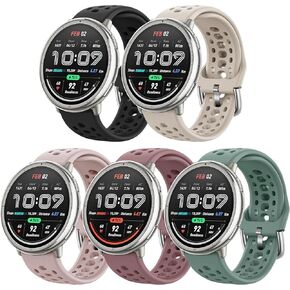 5 Pack Silicone Sport Watch Bands Compatible with Amazfit Active 2/1/Active 2 Sq,20mm Soft Breathable Waterproof Replacement Strap for Amazfit GTS 4/3/2/GTR mini/Bip 3 Pro/3/Bip U Pro in Kuwait