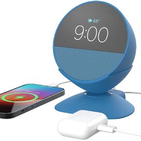 حامل شحن لـ Echo Spot مع منافذ شحن USB-C وUSB-A لأجهزة متعددة، ومحطة شحن بحامل Echo Spot للهواتف المحمولة وسماعات الأذن (أزرق) in Kuwait