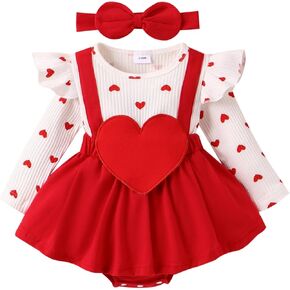 مجموعة عصابة رأس لباس My First Valentine Day مطبوع عليه قلب وأكمام طويلة لحديثي الولادة من Baby Girl in Kuwait
