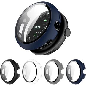 4 قطع من حافظة حماية الشاشة الصلبة من البولي كربونات المتوافقة مع ساعة Google Pixel Watch 4 (41 ملم)، مع واقي شاشة من الزجاج المقوى 9H [مصممة لسلسلة Pixel Watch 4، شحن مريح] in Kuwait