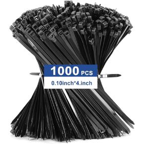 2000pcs Cable Ties, 18lbs Zip Ties, 4 inch Black Multi-Purpose Self-Locking Nylon Small Cable Management, UV Resistant Wire Ties, Plastic Ties for Home, Garage, Garden, Office, Workshop in Saudi Arabia