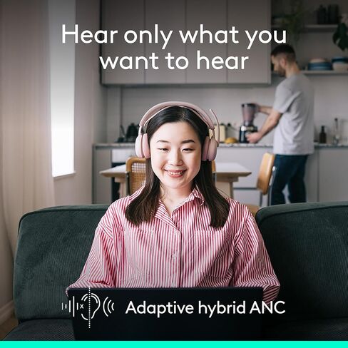 Logitech Zone Wireless 2 ES - Noise-Canceling Wireless Headset with Adaptive Hybrid ANC, Bluetooth - Rose in Saudi Arabia