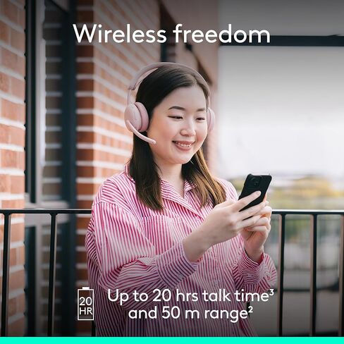 Logitech Zone Wireless 2 ES - Noise-Canceling Wireless Headset with Adaptive Hybrid ANC, Bluetooth - Rose in Saudi Arabia