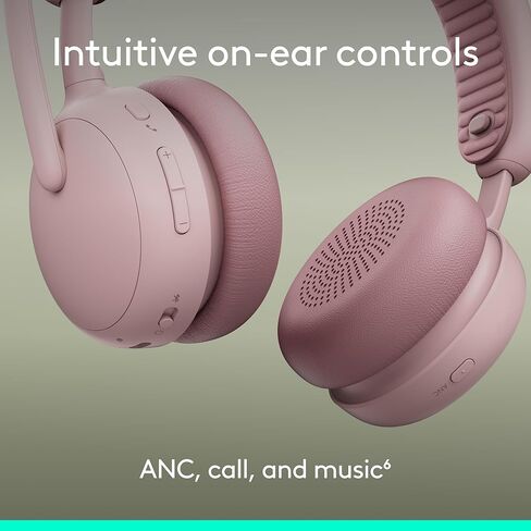 Logitech Zone Wireless 2 ES - Noise-Canceling Wireless Headset with Adaptive Hybrid ANC, Bluetooth - Rose in Saudi Arabia