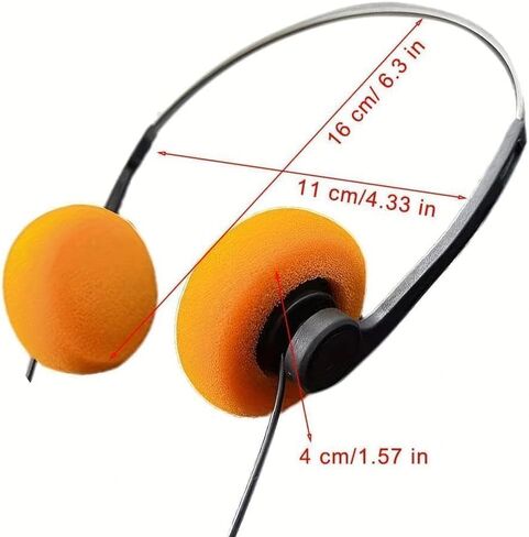 2 Pcs Orange and Black Retro On Ear Headphones, Wired Stereo Headphones, Headphone, Lightweight Portable Headphone with Adjustable Headband, Cassette Player, Over-Ear in Kuwait