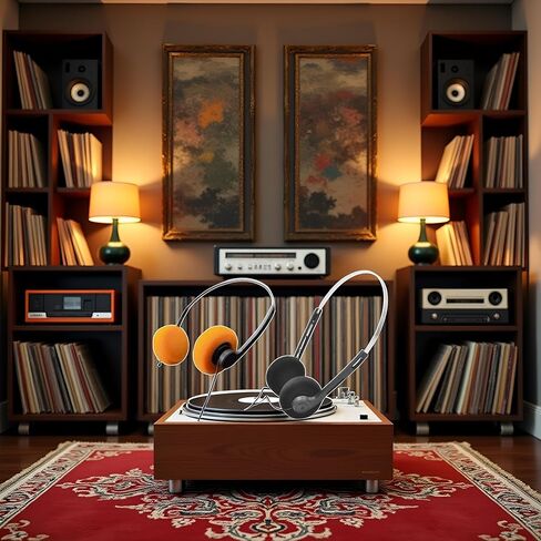 2 Pcs Orange and Black Retro On Ear Headphones, Wired Stereo Headphones, Headphone, Lightweight Portable Headphone with Adjustable Headband, Cassette Player, Over-Ear in Kuwait