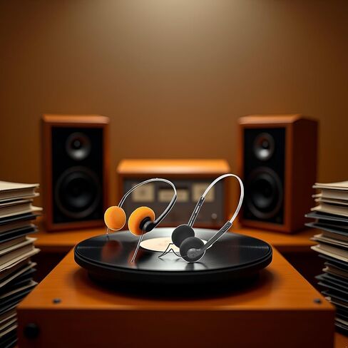 2 Pcs Orange and Black Retro On Ear Headphones, Wired Stereo Headphones, Headphone, Lightweight Portable Headphone with Adjustable Headband, Cassette Player, Over-Ear in Kuwait