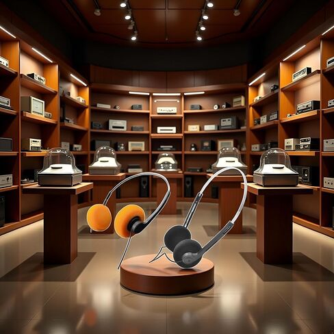 2 Pcs Orange and Black Retro On Ear Headphones, Wired Stereo Headphones, Headphone, Lightweight Portable Headphone with Adjustable Headband, Cassette Player, Over-Ear in Kuwait