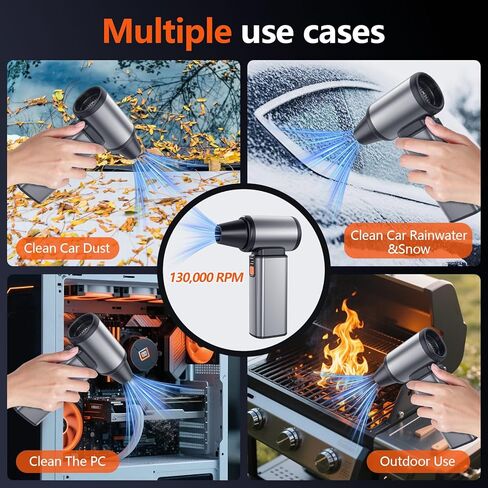 Air Duster - 130000 RPM Super Power, Cordless Blower & Mini Vacuum, 7500mAh Rechargeable Battery, Electric Wireless for Car & Home in Saudi Arabia