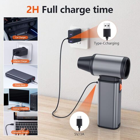 Air Duster - 130000 RPM Super Power, Cordless Blower & Mini Vacuum, 7500mAh Rechargeable Battery, Electric Wireless for Car & Home in Saudi Arabia