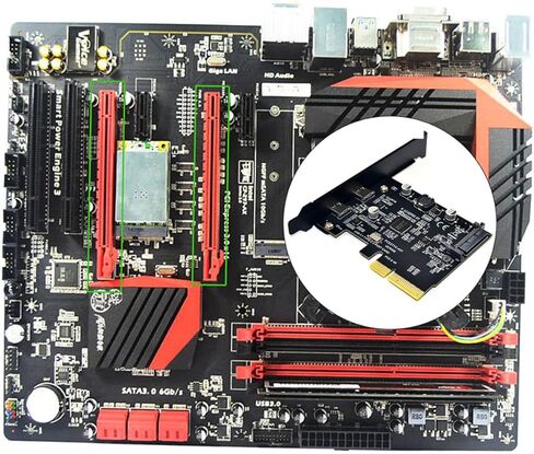 بطاقة توسيع الكمبيوتر BESPORTBLE بسرعة 10 جيجابت في الثانية USB 3.1 مع منافذ مزدوجة من النوع c قابلة للعكس، ومحول Asm3142 Pcie Riser لأجهزة الكمبيوتر المكتبية، وبطاقة محول USB داخلية عالية السرعة in Kuwait