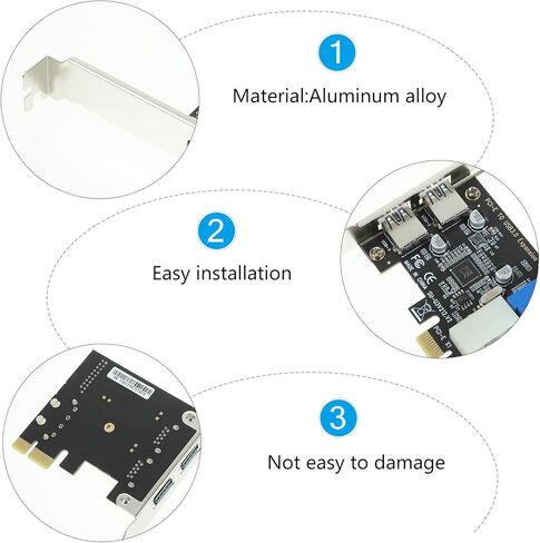 Vaguelly Pci-e USB 3.0 Expansion Card with Front 20-pin Internal Hub Computer Pci-e USB Adapter for Desktop Pcs Compatible with Windows and Open-Source Systems in Saudi Arabia