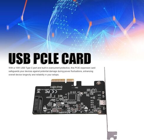 Zunate PCI E to USB 3.2 Gen 2 Expansion Card, 20Gbps Type C Port Adapter for Desktop PC | PCIe X4 X8 X16 Interface, 15Pin Power Supply, Supports PC Linux in Saudi Arabia