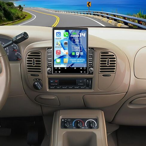 راديو ترقية ستيريو للسيارة Android 14 Double Din لسيارة Ford Expedition 1998-2002، شاشة لمس 9.7 بوصة مع Carplay لاسلكي Android Auto GPS WiFi Bluetooth RDS DSP SWC Mirrorlink كاميرا احتياطية in Kuwait