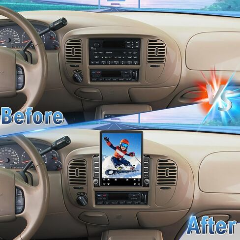 راديو ترقية ستيريو للسيارة Android 14 Double Din لسيارة Ford Expedition 1998-2002، شاشة لمس 9.7 بوصة مع Carplay لاسلكي Android Auto GPS WiFi Bluetooth RDS DSP SWC Mirrorlink كاميرا احتياطية in Kuwait