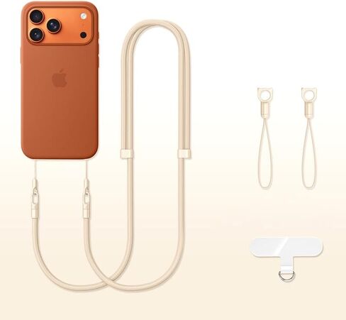 Phone Lanyard Phone Strap Crossbody Compatible with iPhone 17/Air/Pro/Max All Phone Cases with 2 Charms Dual Holes 1 TPU Tab 360° Hook Adjustable Hands-Free Shoulder Neck Camera Strap Anti Theft Black in Saudi Arabia