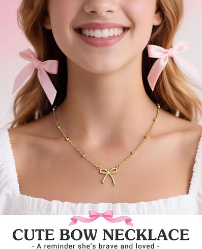 UNGENT THEM Always Remember You Are Loved - Cute Gold Bow Necklace Jewelry Gifts for Women Teen Girls in Saudi Arabia
