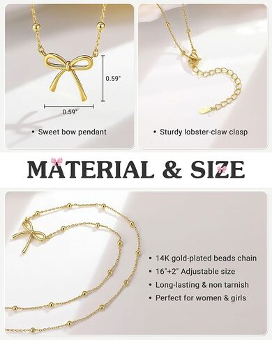 UNGENT THEM Always Remember You Are Loved - Cute Gold Bow Necklace Jewelry Gifts for Women Teen Girls in Saudi Arabia
