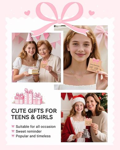 UNGENT THEM Always Remember You Are Loved - Cute Gold Bow Necklace Jewelry Gifts for Women Teen Girls in Saudi Arabia